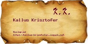 Kallus Krisztofer névjegykártya